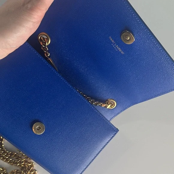 Yves Saint Laurent Royal Blue Mini Crossbody with Gold Chain - Picture 6 of 7